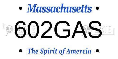 602GAS Massachusetts License Plate