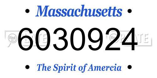 6030924 Massachusetts License Plate