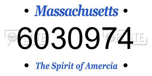 6030974 Massachusetts License Plate