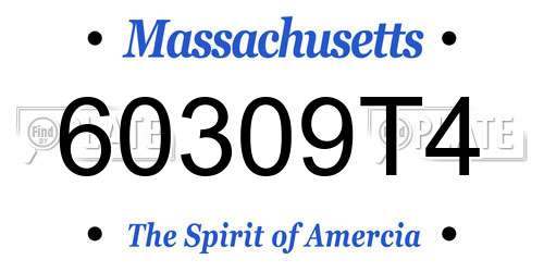 60309T4 Massachusetts License Plate