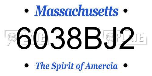 6038BJ2 Massachusetts License Plate