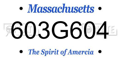 603G604 Massachusetts License Plate