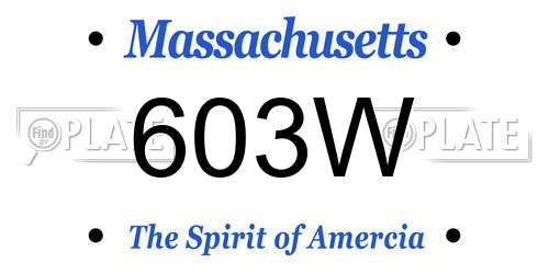 603W Massachusetts License Plate