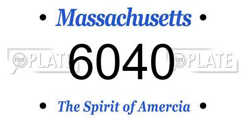 6040 Massachusetts License Plate
