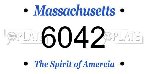 6042 Massachusetts License Plate