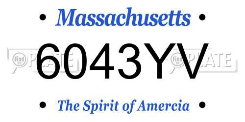 6043YV Massachusetts License Plate