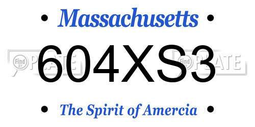 604XS3 Massachusetts License Plate