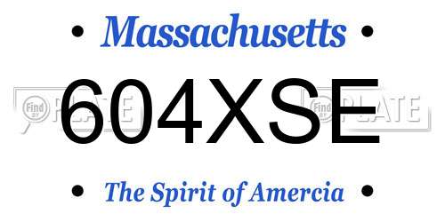 604XSE Massachusetts License Plate