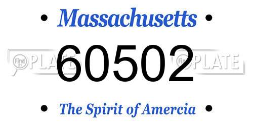 60502 Massachusetts License Plate
