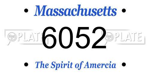 6052 Massachusetts License Plate
