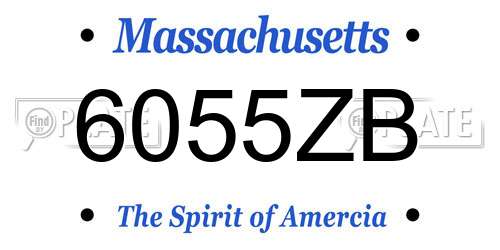 6055ZB Massachusetts License Plate