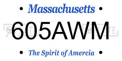 605AWM Massachusetts License Plate