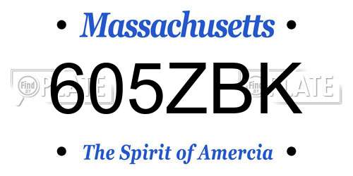 605ZBK Massachusetts License Plate