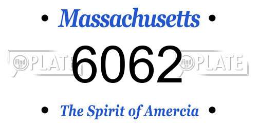 6062 Massachusetts License Plate
