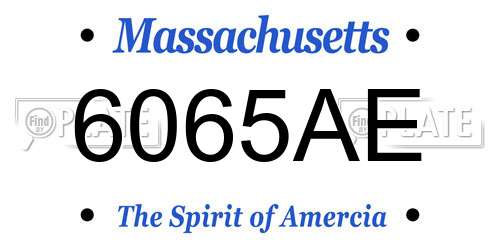6065AE Massachusetts License Plate