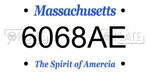6068AE Massachusetts License Plate