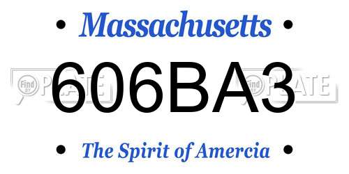 606BA3 Massachusetts License Plate
