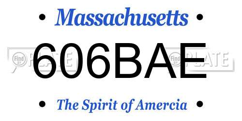 606BAE Massachusetts License Plate