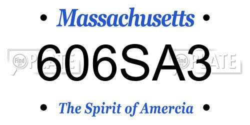 606SA3 Massachusetts License Plate