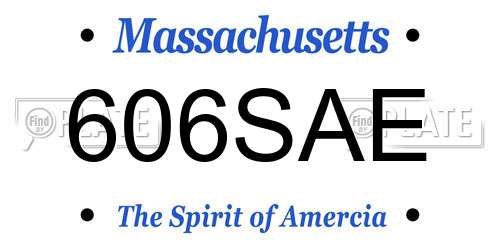 606SAE Massachusetts License Plate