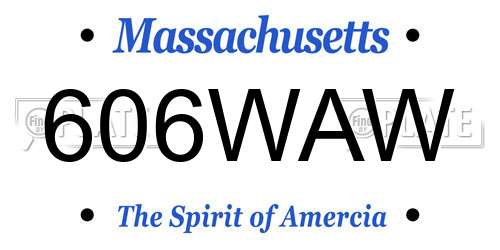 606WAW Massachusetts License Plate