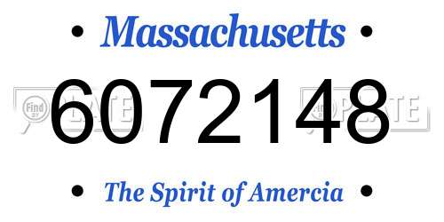 6072148 Massachusetts License Plate