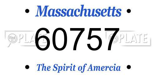 60757 Massachusetts License Plate