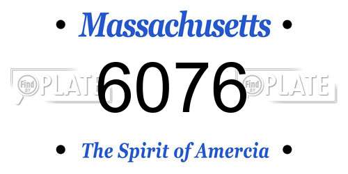 6076 Massachusetts License Plate