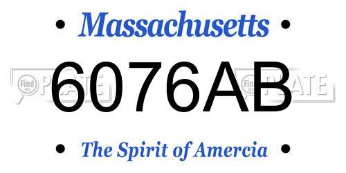 6076AB Massachusetts License Plate
