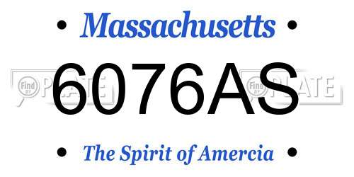 6076AS Massachusetts License Plate