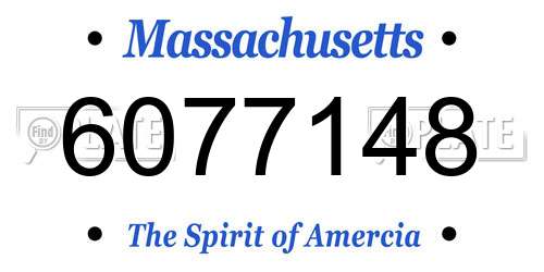 6077148 Massachusetts License Plate