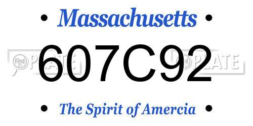 607C92 Massachusetts License Plate