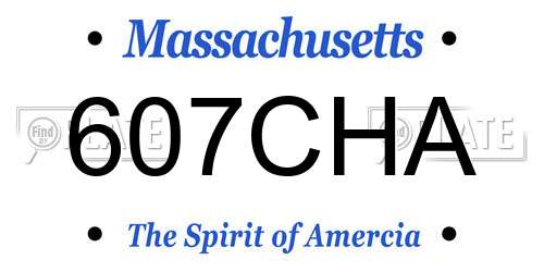 607CHA Massachusetts License Plate