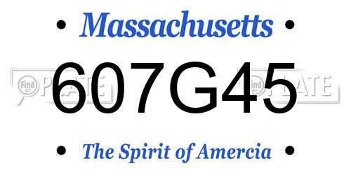 607G45 Massachusetts License Plate