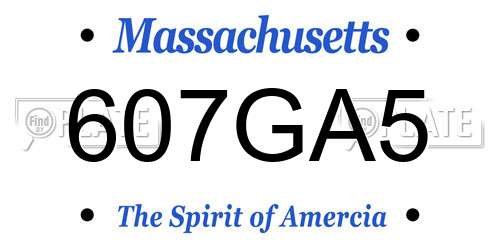 607GA5 Massachusetts License Plate