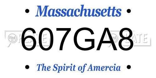 607GA8 Massachusetts License Plate