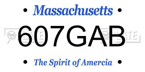 607GAB Massachusetts License Plate