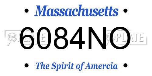 6084NO Massachusetts License Plate