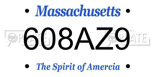 608AZ9 Massachusetts License Plate