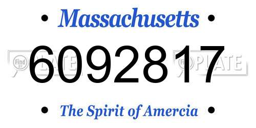 6092817 Massachusetts License Plate