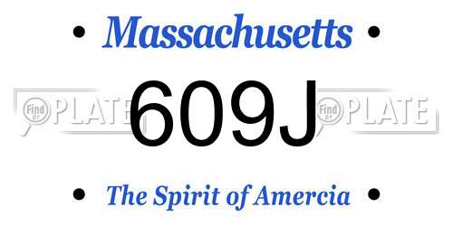 609J Massachusetts License Plate