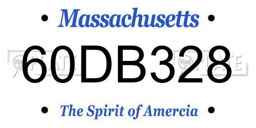 60DB328 Massachusetts License Plate