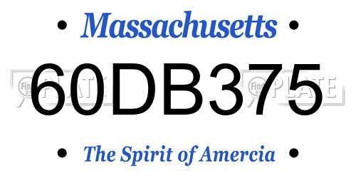 60DB375 Massachusetts License Plate