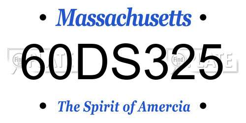 60DS325 Massachusetts License Plate