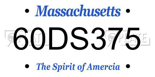60DS375 Massachusetts License Plate