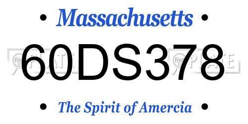 60DS378 Massachusetts License Plate