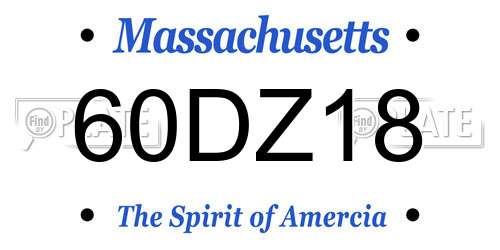 60DZ18 Massachusetts License Plate