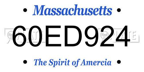 60ED924 Massachusetts License Plate