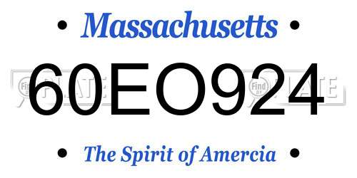 60EO924 Massachusetts License Plate