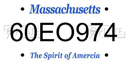 60EO974 Massachusetts License Plate